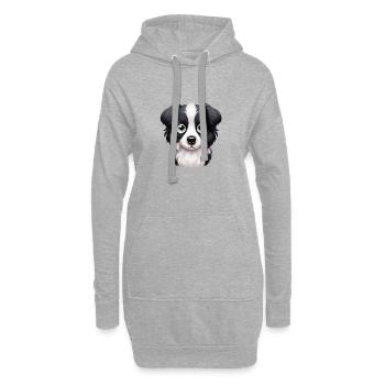 Liebevolles Border Collie Gaze Design - Hoodie-Kleid - Grau meliert - Vorne