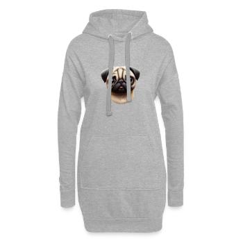 Kunstwerk im Mops-Stil - Hoodie-Kleid - Grau meliert - Vorne