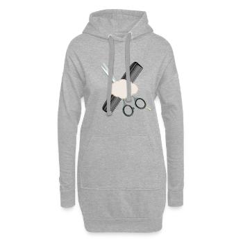 Ciseaux de coiffure avec peigne et étiquette - Sweat-shirt à capuche long Femme - gris chiné - Devant