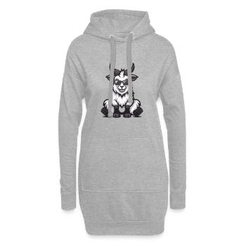 Chèvre de montagne Bande dessinée cool - Sweat-shirt à capuche long Femme - gris chiné - Devant