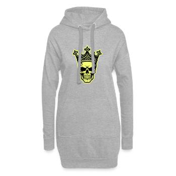 Crâne Roi Couronne - Sweat-shirt à capuche long Femme - gris chiné - Devant