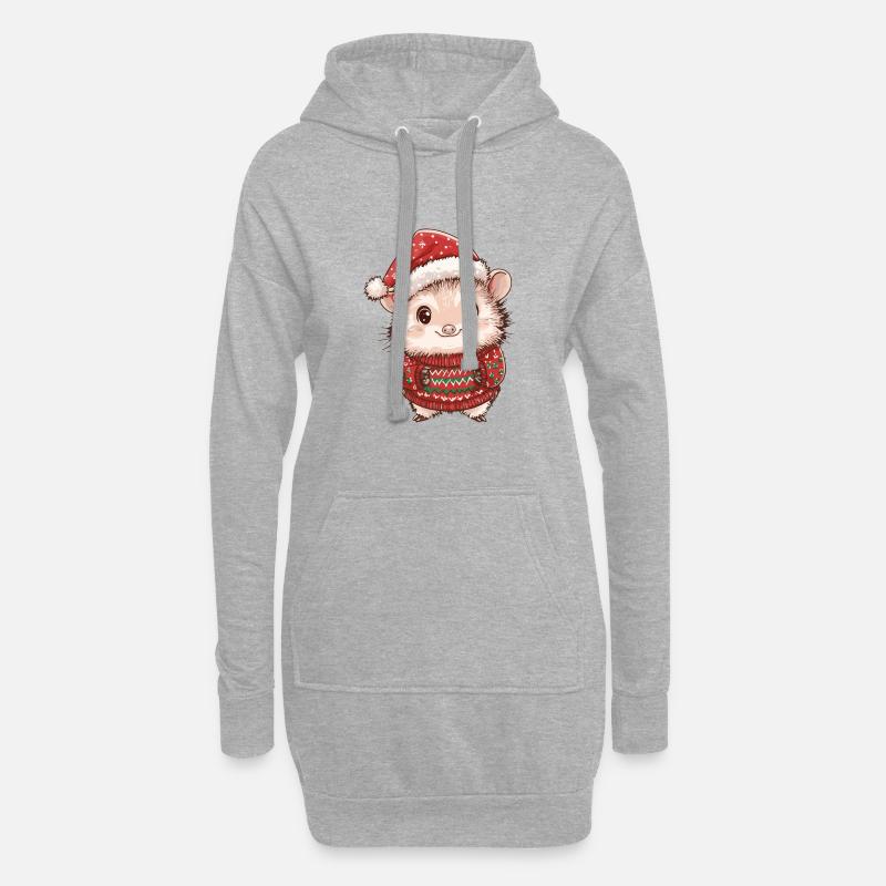 Igel Weihnachten Comic - Hoodie-Kleid - Grau meliert