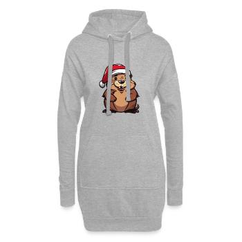 Noël du castor - Sweat-shirt à capuche long Femme - gris chiné - Devant
