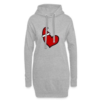 Coeur Noël - Sweat-shirt à capuche long Femme - gris chiné - Devant