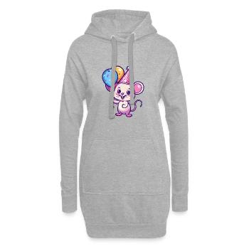 Souris Anniversaire Bébé - Sweat-shirt à capuche long Femme - gris chiné - Devant