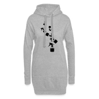 Icône Coiffeur - Sweat-shirt à capuche long Femme - gris chiné - Devant