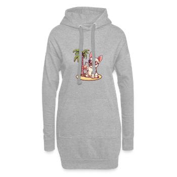 Français Buldog Chien d’été - Sweat-shirt à capuche long Femme - gris chiné - Devant