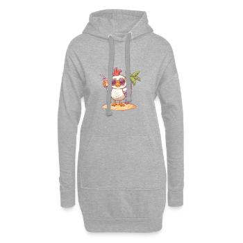 Huhn Sommer Strand Comic - Hoodie-Kleid - Grau meliert - Vorne