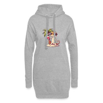 Lizard Summer Beach Comic - Hoodie Dress - heather grey - Front