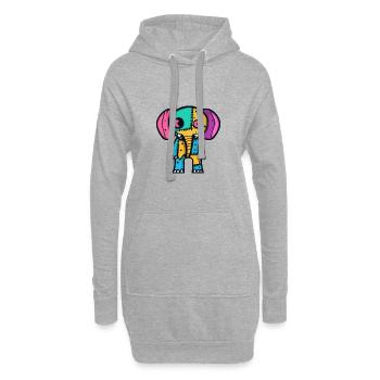 Elefant Halloween Tier - Hoodie-Kleid - Grau meliert - Vorne