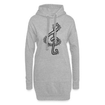 Fröhliche Musiknote - Hoodie-Kleid - Grau meliert - Vorne