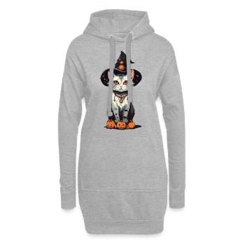 Hexen Katze Halloween Magie Cartoon - Hoodie-Kleid - Grau meliert - Vorne