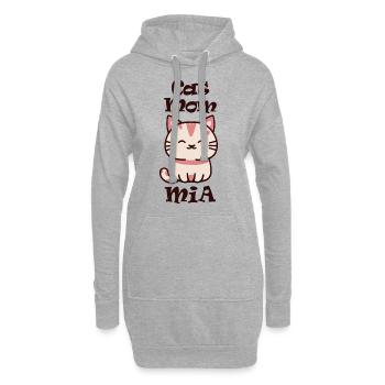 Mia Name Vorname mit Katze - Hoodie-Kleid - Grau meliert - Vorne