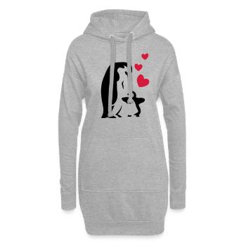 Pinguin Papa / Mama - Baby - Hoodie-Kleid - Grau meliert - Vorne
