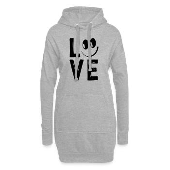 Love Smile Liebe Herzchen Herzen Lachen Happy - Hoodie-Kleid - Grau meliert - Vorne