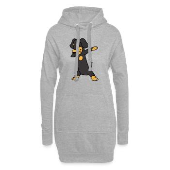Dabbing Dab Dachshund Teckel Dackel Hund Tanzen - Hoodie-Kleid - Grau meliert - Vorne