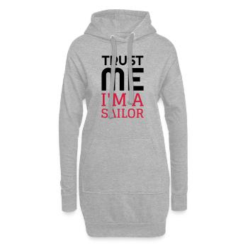 Seemann / Boot / Seebär / Segelboot - Hoodie-Kleid - Grau meliert - Vorne