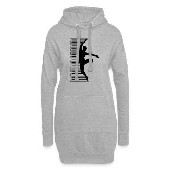 Danseuse au QR Code Style - Sweat-shirt à capuche long Femme - gris chiné - Devant