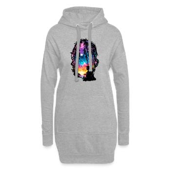 Silhouette / Wald / Porträt / Bäume / Person - Hoodie-Kleid - Grau meliert - Vorne