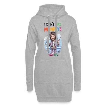 Jésus fatigué style lundi matin - Sweat-shirt à capuche long Femme - gris chiné - Devant