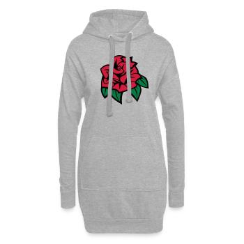 rose - Sweat-shirt à capuche long Femme - gris chiné - Devant