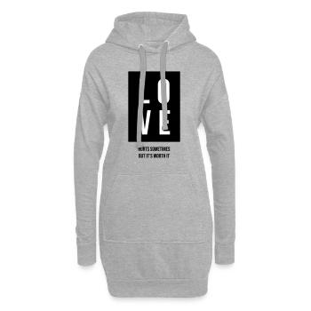 L’amour blesse le don - Sweat-shirt à capuche long Femme - gris chiné - Devant