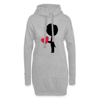 jeune marié - Sweat-shirt à capuche long Femme - gris chiné - Devant