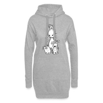 Meilleurs amis, je cheval dessin animé de chat chien - Sweat-shirt à capuche long Femme - gris chiné - Devant