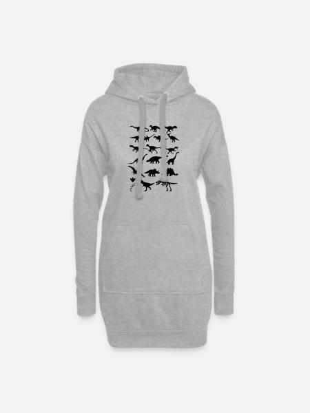 Dinosaurs - Hoodie Dress - heather grey
