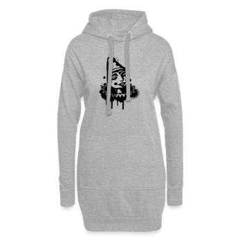 Porträt eines melancholischen Clowns als Graffiti - Hoodie-Kleid - Grau meliert - Vorne