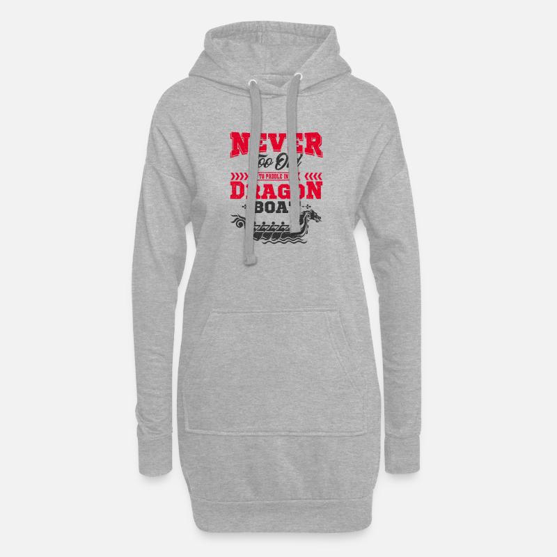 Drachenboot - Hoodie-Kleid - Grau meliert