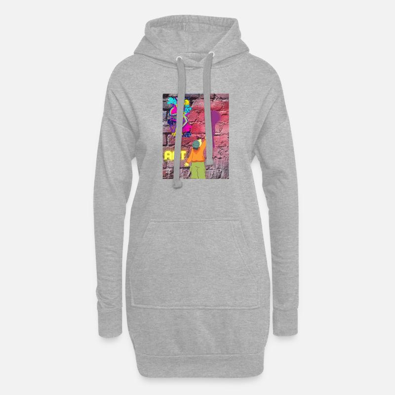 Graffiti ART - Hoodie-Kleid - Grau meliert