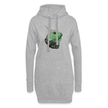 leguane, Leguankopf, beste reptilien kleidung - Hoodie-Kleid - Grau meliert - Vorne