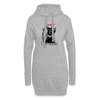 Funny Cat Rocks Heavy Metal Festival Motif - Sweat-shirt à capuche long Femme - gris chiné - Devant