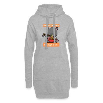 Drôle de chat mange des spaghettis - Sweat-shirt à capuche long Femme - gris chiné - Devant