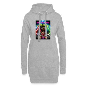Gamer prêt pour les couleurs néon de jeu - Sweat-shirt à capuche long Femme - gris chiné - Devant