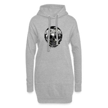 Chrom Schädel mit Retro Motorrad Helm und Brille - Hoodie-Kleid - Grau meliert - Vorne
