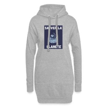 PLANETE. NATURE. JARDIN. ARBRE. FLEUR. ECOLOGIE - Sweat-shirt à capuche long Femme - gris chiné - Devant