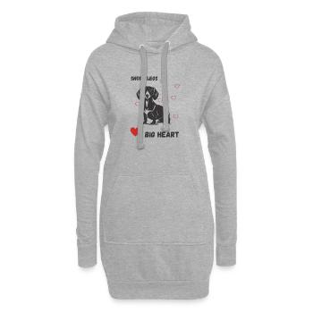 Dackel: Short Legs, Big Heart - Hoodie-Kleid - Grau meliert - Vorne