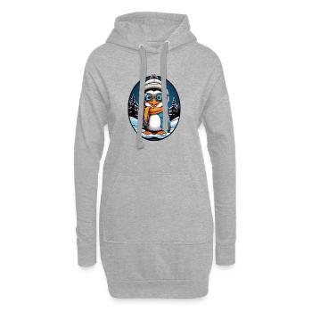 Süßer Pinguin - Hoodie-Kleid - Grau meliert - Vorne