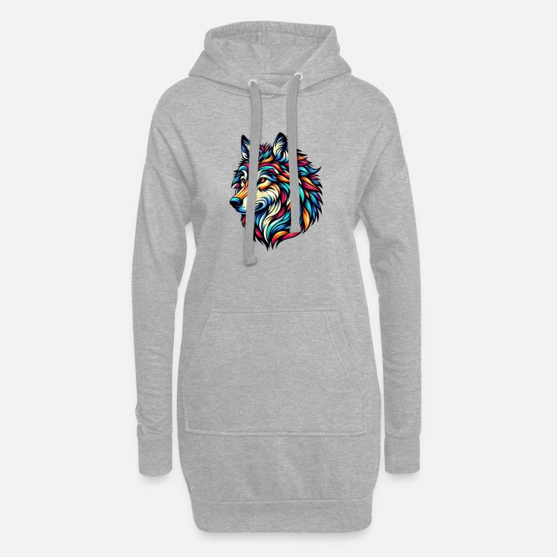 Wolf - Hoodie-Kleid - Grau meliert
