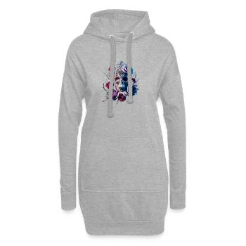 Skull and Roses - Hoodie-Kleid - Grau meliert - Vorne