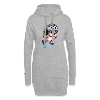 Speedy Hedgehog: Rollschuh-Champion - Hoodie-Kleid - Grau meliert - Vorne