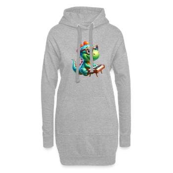 Conception de mélomane de pianiste de dinosaure - Sweat-shirt à capuche long Femme - gris chiné - Devant