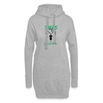 Motif drôle d’ami d’arbre - Sweat-shirt à capuche long Femme - gris chiné - Devant
