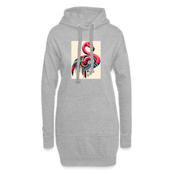 Flamant - Sweat-shirt à capuche long Femme - gris chiné - Devant