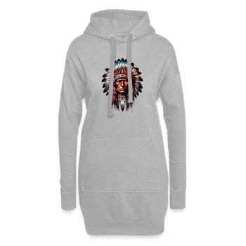 Amerikanisch, Indianer, Amerikaner - Hoodie-Kleid - Grau meliert - Vorne