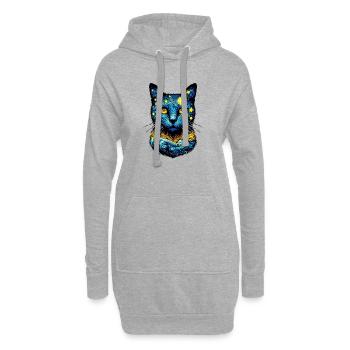 Katze - Hoodie-Kleid - Grau meliert - Vorne