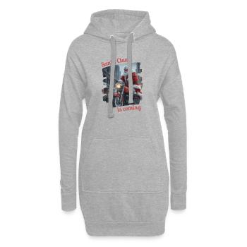 Santa Claus is coming - Weihnachtsmann Motorrad - Hoodie-Kleid - Grau meliert - Vorne