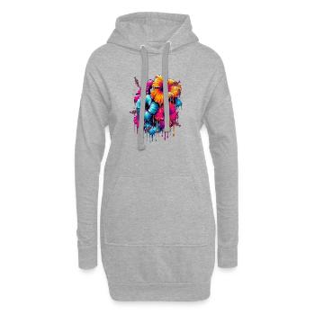 Fleurs d’hibiscus - Sweat-shirt à capuche long Femme - gris chiné - Devant